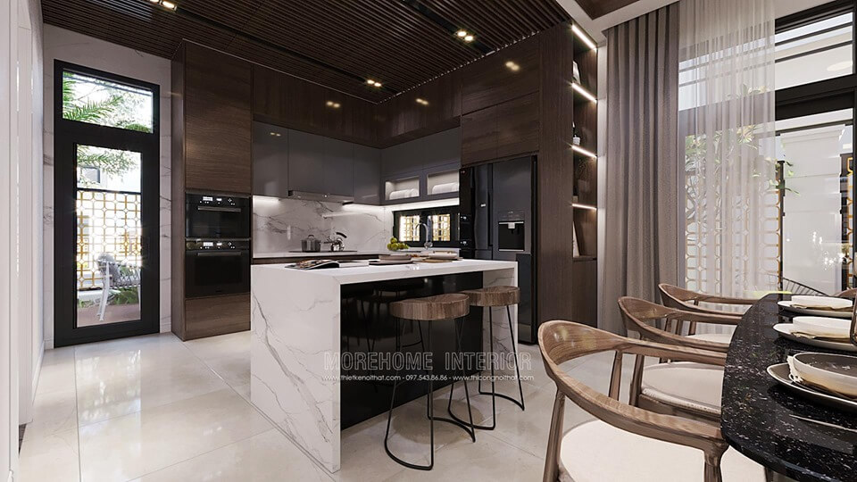 Thiết kế nội thất phòng bếp biệt thự đẹp, sang trọng mà hiện đại Thiết kế phòng bếp, tủ bếp đẹp