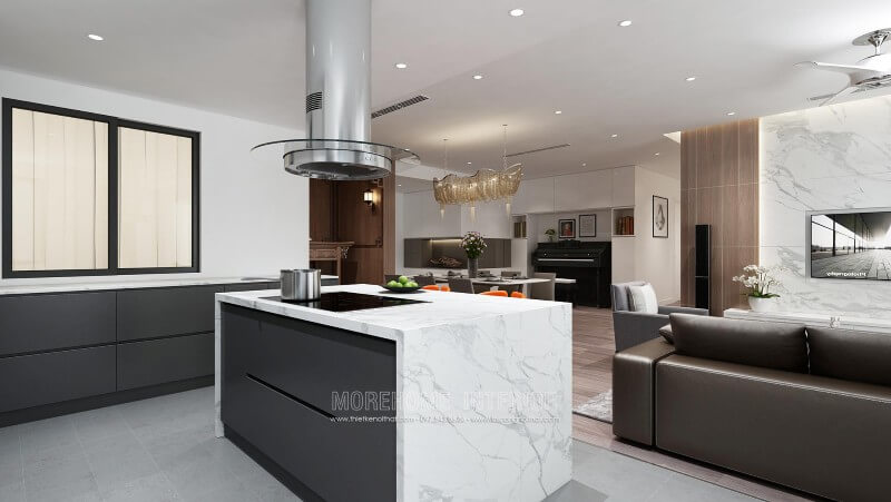 Thiết kế tủ bếp chung cư cao cấp phong cách hiện đại và trẻ trung Thiết kế phòng bếp, tủ bếp đẹp