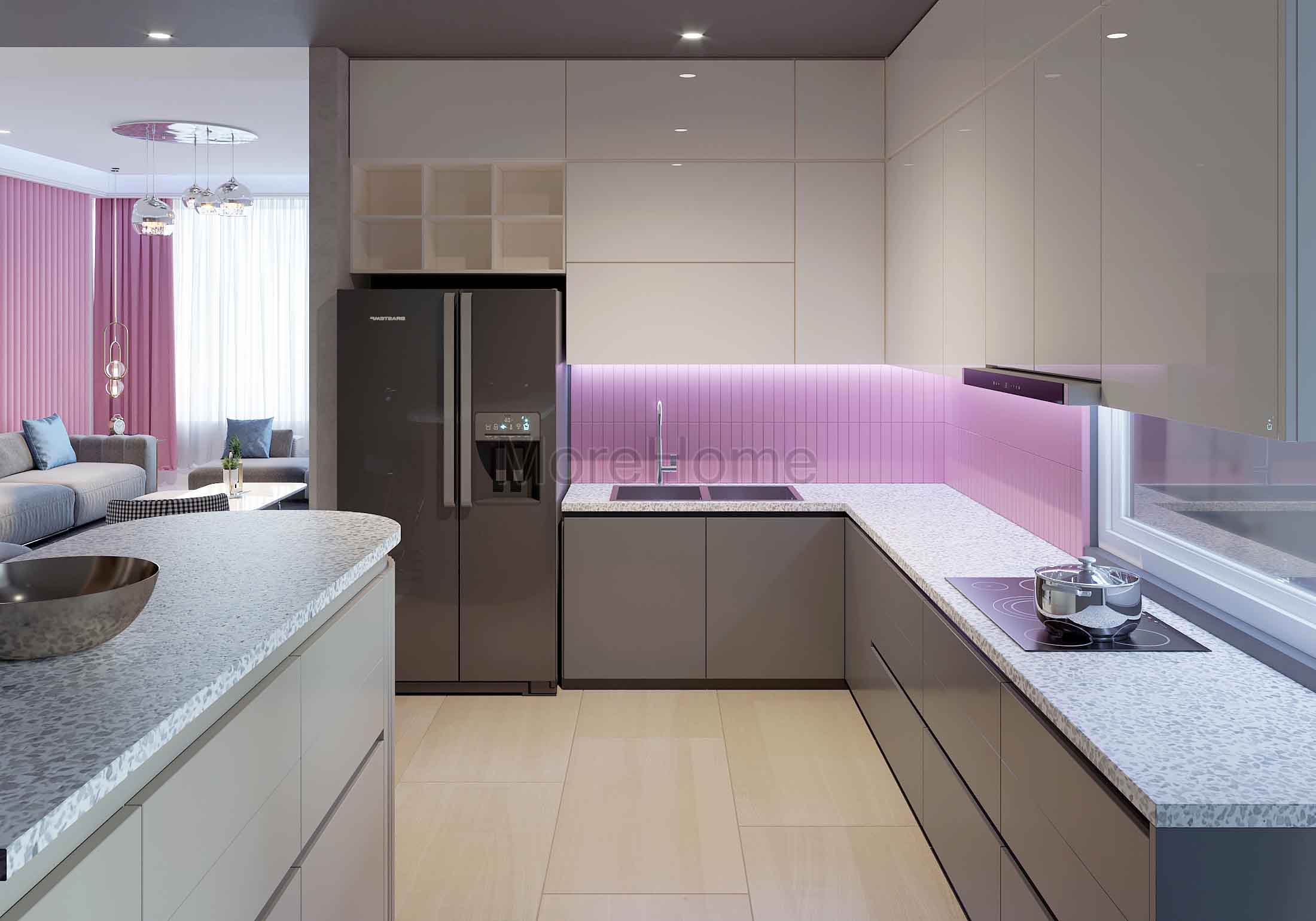 Thiết kế nội thất phòng bếp chung cư phong cách hiện đại, trẻ trung Thiết kế phòng bếp, tủ bếp đẹp