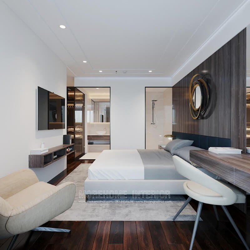 Lựa chọn giường ngủ bọc nỉ tại phòng ngủ của bố mẹ Mẫu thiết kế nội thất chung cư đẹp