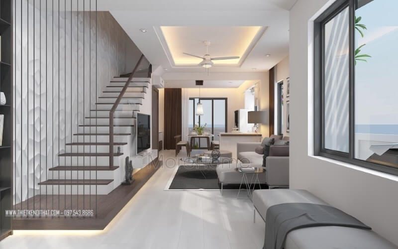 Thiết kế phòng khách liền phòng ăn đẹp, sang trọng mang đậm phong cách hiện đại.