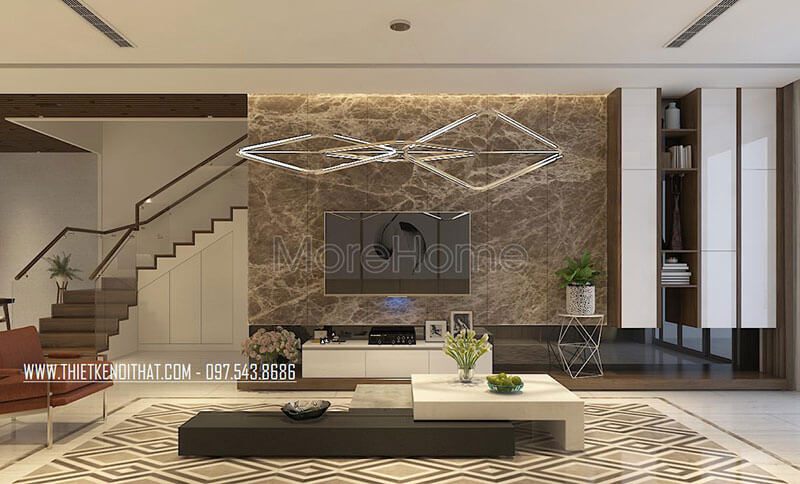 Mẫu kệ tivi kết hợp tủ sách phòng khách gỗ hiện đại, tiện nghi cho căn phòng